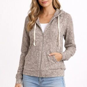 Sundry Snakeskin Print Zip Hoodie Jacket | Women’s Size Small / 4